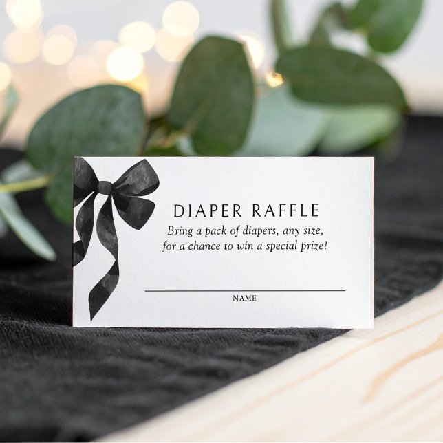 Black Bow Baby Shower Diaper Raffle Biljett Tilläggskort (Skapare uppladdad)