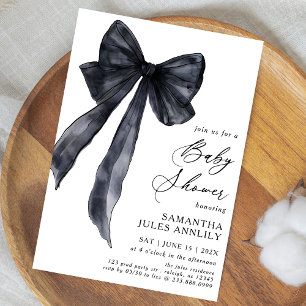 Black Bow Baby Shower för det moderna Trendiget Inbjudningar