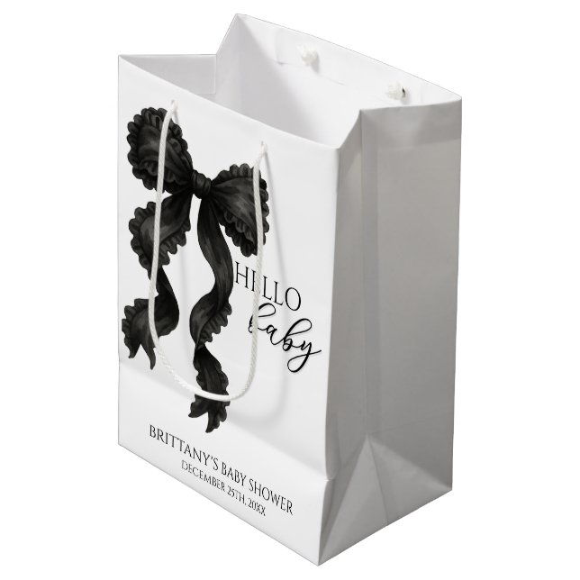 Black Bow Baby Shower Modern (Framsidan Vinklad)