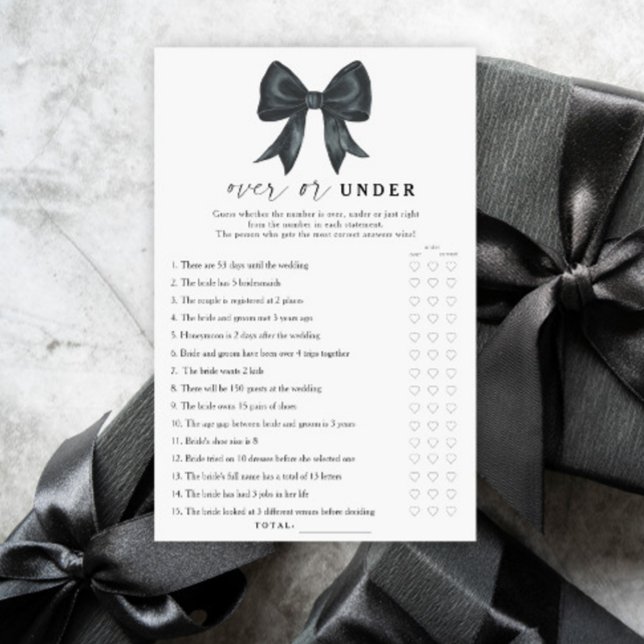 Black bow bridal shower Over or under game (Skapare uppladdad)