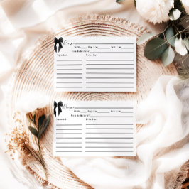 Black Bow Bridal Shower Recipe Card Tilläggskort