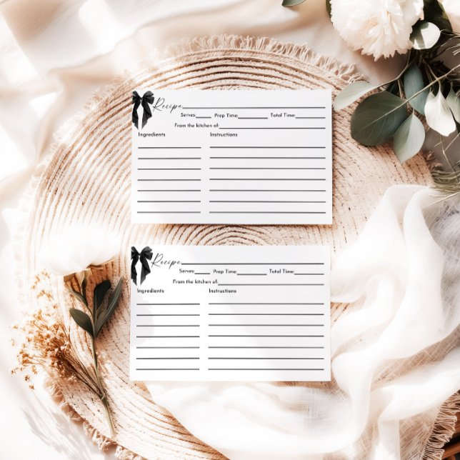 Black Bow Bridal Shower Recipe Card Tilläggskort (Skapare uppladdad)