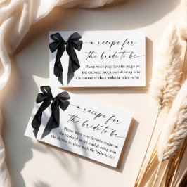 Black Bow Bridal Shower Recipe Request Tilläggskort