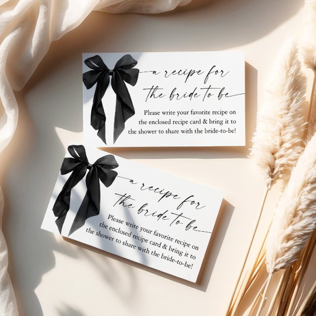 Black Bow Bridal Shower Recipe Request Tilläggskort (Skapare uppladdad)