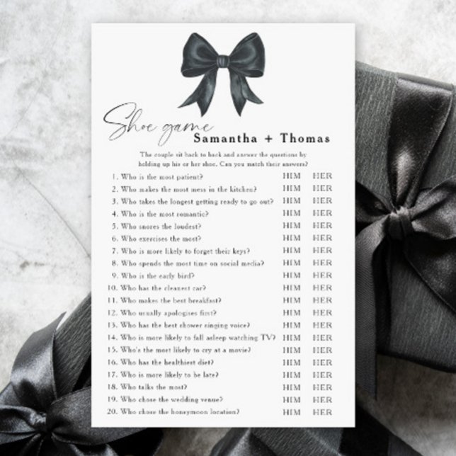 Black bow bridal shower Shoe game (Skapare uppladdad)