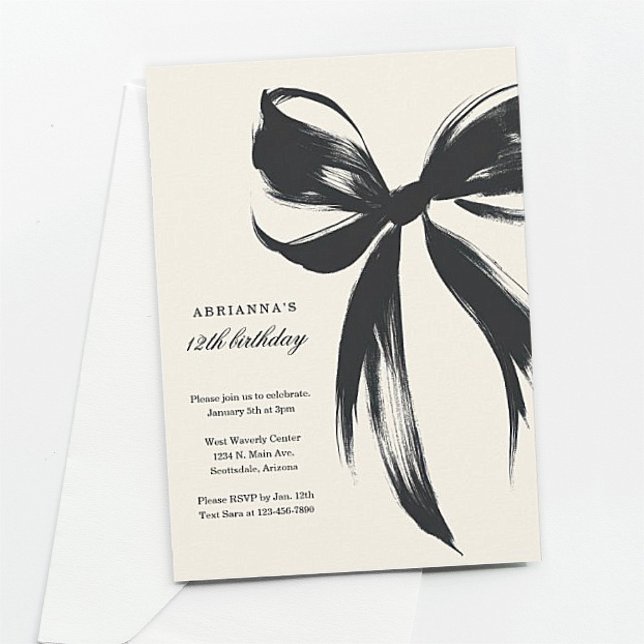 Black Bow Coquette Birthday Invitation Inbjudningar (Skapare uppladdad)