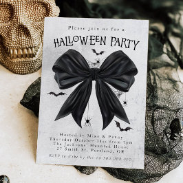 Black Bow Coquette Halloween Invitation Inbjudningar