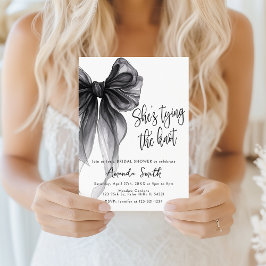 Black Bow Coquette Shes Tying Knot Bridal Shower Inbjudningar