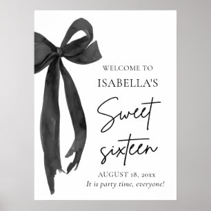 Black Bow Coquette Sweet 16 Birthday Välkommen Poster
