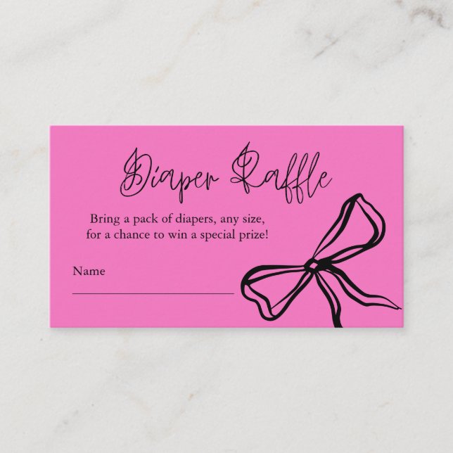 Black Bow Diaper Raffle, Vintage Rosa Tilläggskort (Framsida)