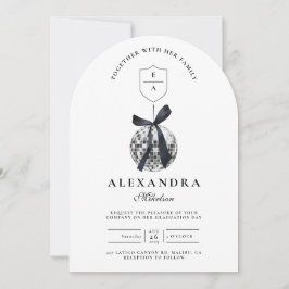 Black Bow Disco Boll Studentfest Inbjudningar