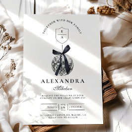 Black Bow Disco Boll Studentfest Inbjudningar