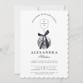 Black Bow Disco Boll Studentfest Inbjudningar