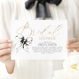 Black Bow Elegant Romantic Modern Bridal Shower Inbjudningar