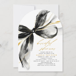 Black Bow Elegant Romantic Whimsical Bridal Shower Inbjudningar