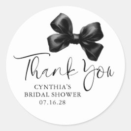 Black Bow Favors Bridal Shower Thank You  Runt Klistermärke