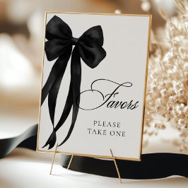 Black Bow Favors Table Sign Poster