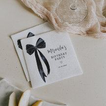 Black Bow Födelsedagsfest Napkins