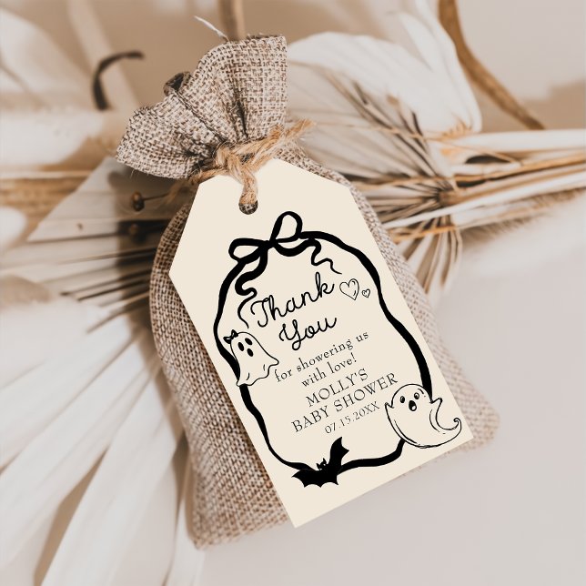 Black Bow Ghost halloween Baby Shower Gift-Märkre Presentetikett (Skapare uppladdad)