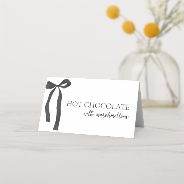 Black Bow Gothic Möhippa Buffet Food Placeringskort (Framsida)