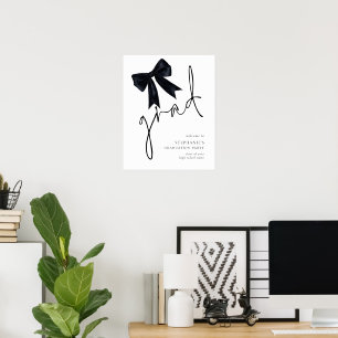 Black Bow Grad-skript Välkommen till Studentfest Poster