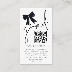 Black Bow Grad Studenten QR Code College Fund Tilläggskort