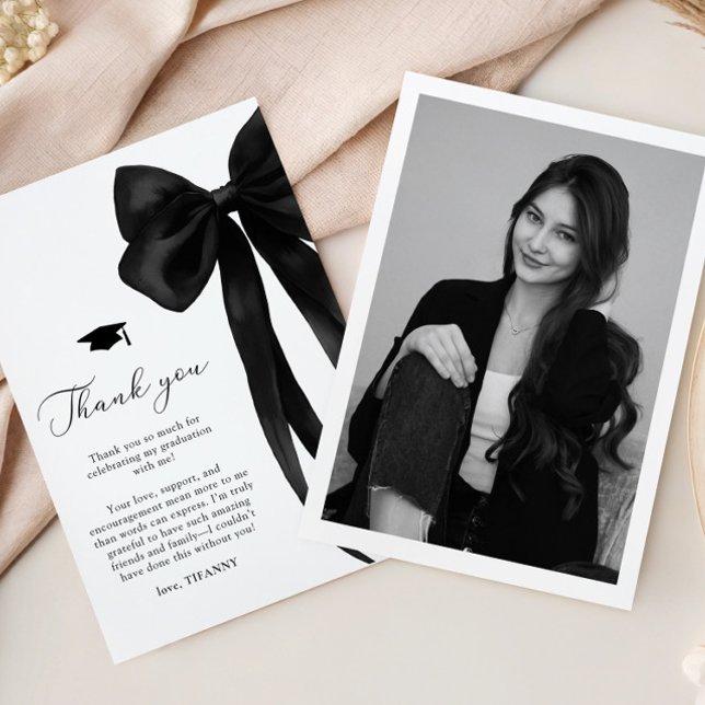 Black Bow Graduation Tack Kort (Skapare uppladdad)