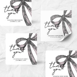 Black Bow Halloween Baby Shower Fyrkantigt Klistermärke