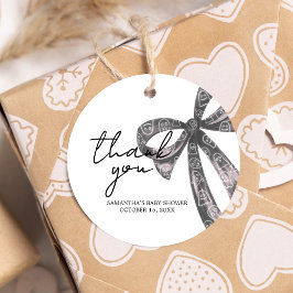 Black Bow Halloween Baby Shower Round Gåvor Etiketter