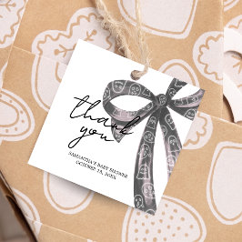 Black Bow Halloween Baby Shower Square Gåvor Etiketter