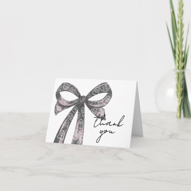 Black Bow Halloween Baby Shower Tack Kort (Framsida)