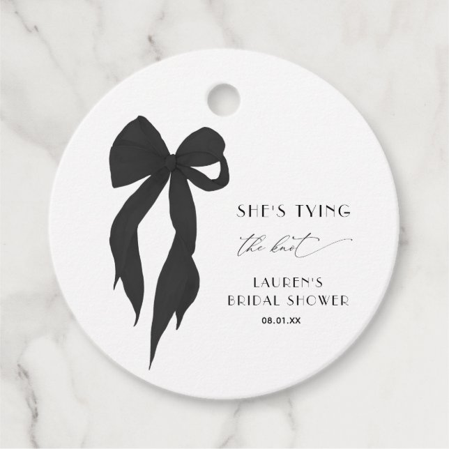 Black Bow Hon är Gifter sig Möhippa Gåvor Etiketter (Framsida)