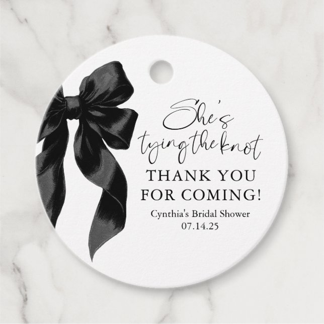 Black Bow Hon är Gifter sig Möhippa Gåvor Etiketter (Framsida)