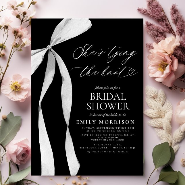 Black Bow Hon är Gifter sig Möhippa Inbjudningar (Skapare uppladdad)