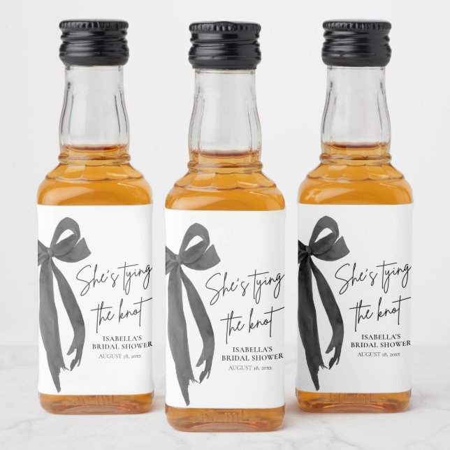 Black Bow Hon är Gifter sig Möhippa Spritflaskor Etikett (Flaskor)