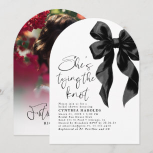 Black Bow Hon Gifter sig Möhippa Photo Inbjudningar