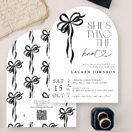 Black Bow Hon Gifter sig QR-Möhippa Inbjudningar