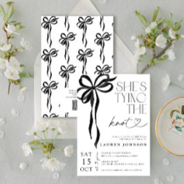 Black Bow Hon Gifter sig QR-Möhippa Inbjudningar