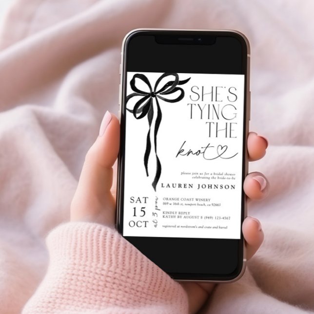 Black Bow Hon Gifter sig QR-Möhippa Inbjudningar (Skapare uppladdad)