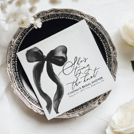 Black Bow - Hon knyter knuten Bridal Shower Pappersservett