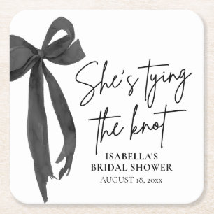 Black Bow - Hon knyter knuten Bridal Shower Underlägg Papper Kvadrat
