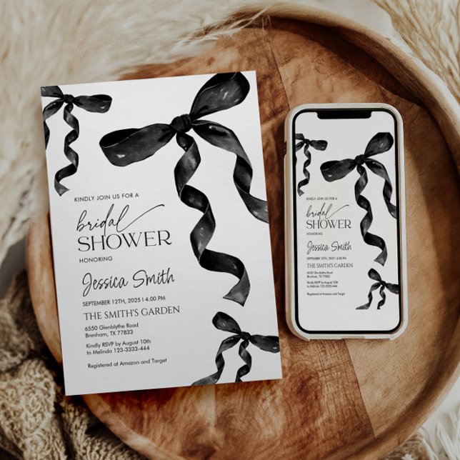 Black Bow Inbjudningskort för möhippan (Skapare uppladdad)