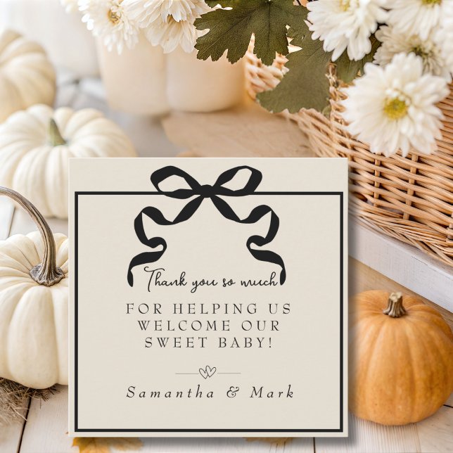 Black Bow Labor & Delivery NICU-sjukhus Tack Kort (Black Bow Labor & Delivery NICU Hospital Thank You Card)