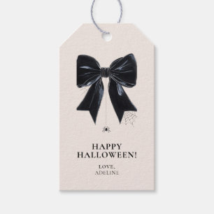 Black Bow med Märkrn Spider Happy halloween Gift Presentetikett