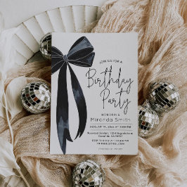Black Bow Modern Birthday Inbjudningar