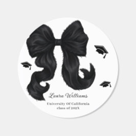 Black Bow Modern Graduation  Runt Klistermärke