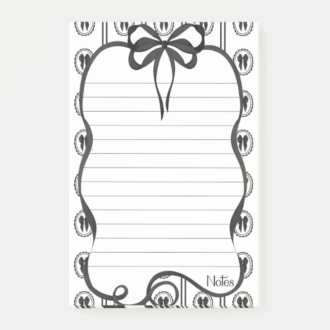 Black Bow Notes 4x6 Sticky Notepad Post-it Block (Framsida)