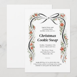 Black Bow och Poinsettias-Helgdag Inbjudningar