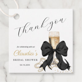 Black Bow & Pearls Bridal Shower Thank you  Gåvor Etiketter