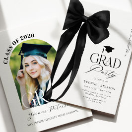 Black Bow Photo Graduation Invitation Inbjudningar
